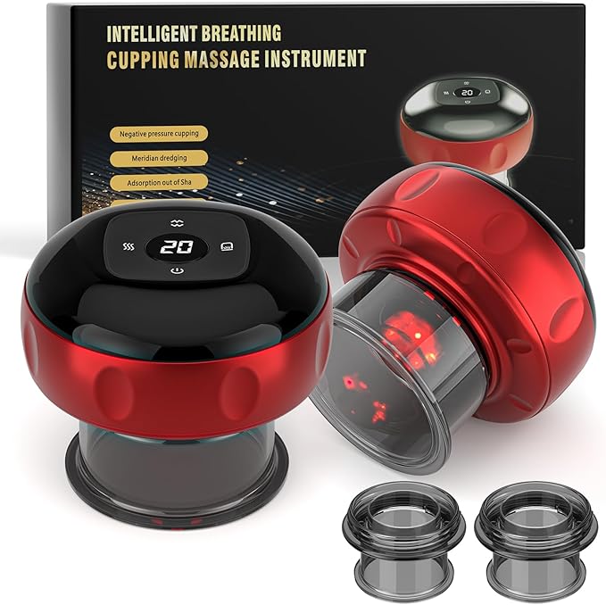 5-in-1 Smart Cupping Therapy Set 2pcs, 12-Level Temperature & Suction Control, Massage Cupping Kit for Targeted Pain Relief, Neck/Shoulder/Back Muscle Soreness & Blood Circulation Improvement-CasaMuseHome
