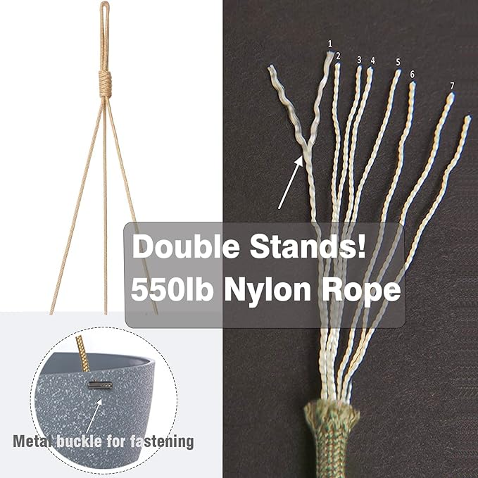 13 Inch 2 Pack Large Hanging Planters for Indoor Outdoor Plants, Plastic Hanging Basket Pots for House Plants Flowers, Grey-CasaMuseHome