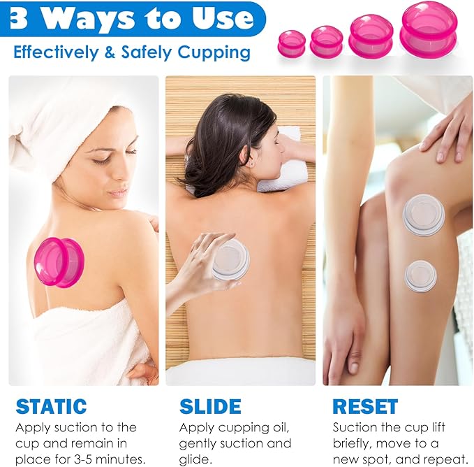 15Pcs Cupping Therapy Set-Professional Silicone Cupping, Suitable for Facial Body Massage/Deep Myofascial Release/Pain Relief/Muscle Relaxation & More (Rose Red,15pcs)-CasaMuseHome