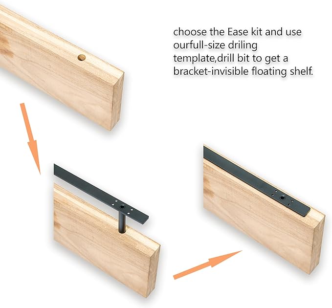 38'' Heavy-Duty Floating Shelf Bracket, Hidden Shelf Bracket for Fireplace Racks and Shelves, if Installed on Studs, max Load of 210 pounds, 38 inches (with Ease kit)-CasaMuseHome