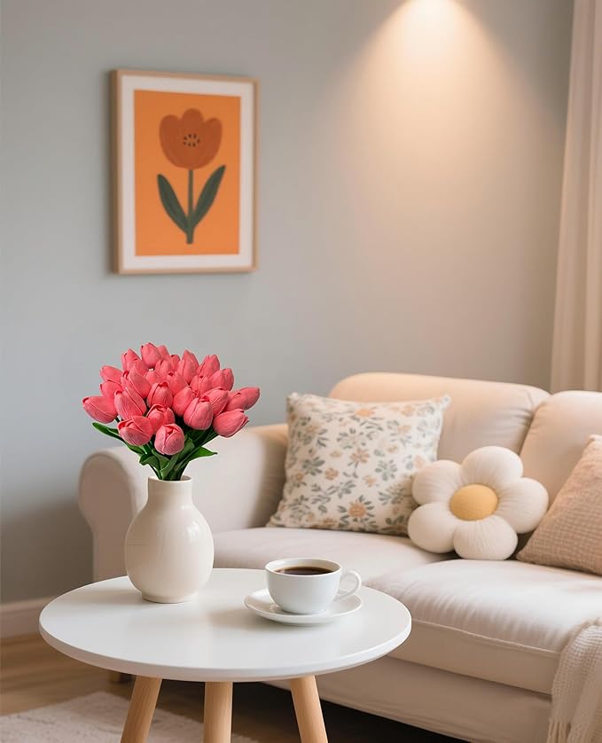 15 Pcs Artificial Tulip PU Fake Flower Realistic Touch Spring Summer Fake Flowers for Home Decor Outdoor Garden Parties and Wedding-CasaMuseHome