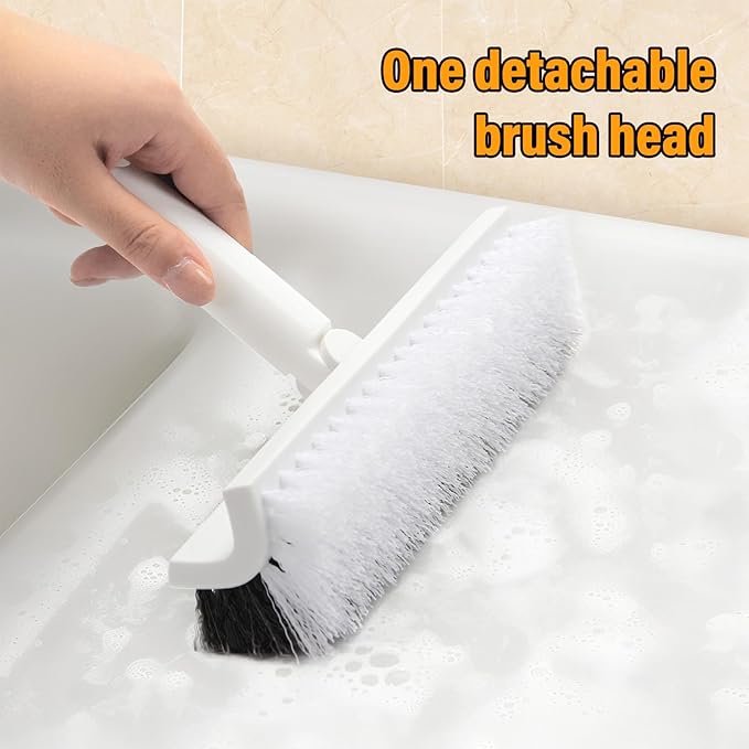 Scrub Brush Floor Brush with Long Handle,Double-Sided V-Shaped Scrub Brush，Shower Floor Scrubber for Cleaning, Tile Scrub Brush with Stiff Bristles, 52'-CasaMuseHome