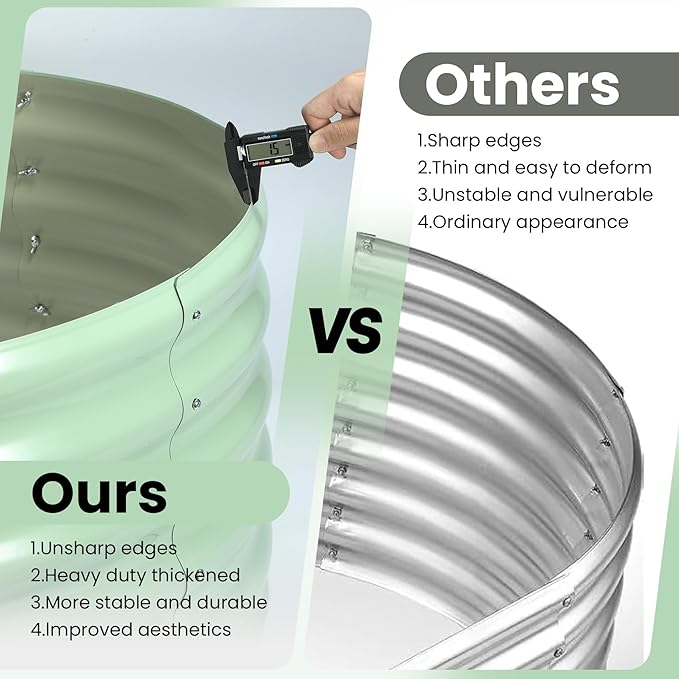 2 Pcs 6x3x1.5ft Oval Raised Garden Bed, Galvanized Raised Beds,Open-Ended Base Metal Raised Planter Beds,Garden Bed Outdoor,Planter Raised Boxes for Vegetables, Flowers,Tool-Free Asse,Green-CasaMuseHome