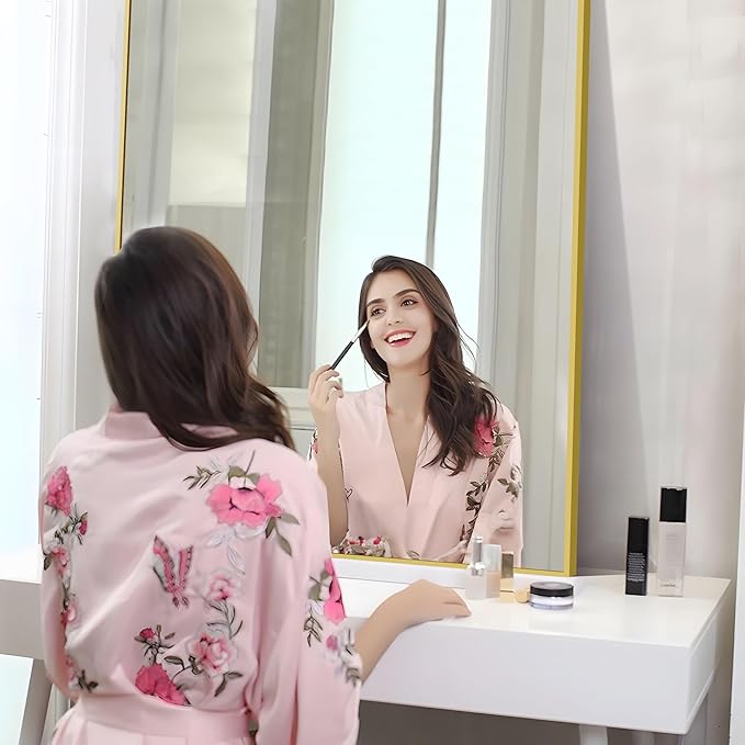 36x48inch Bathroom Mirror, Gold Rectangle Mirror with Thin Metal Frame, Large Rectangular Wall Mirrors for Bathroom, Living Room, Hair Salon, Big Farmhouse Mirror Hang Horizontal/Vertical-CasaMuseHome
