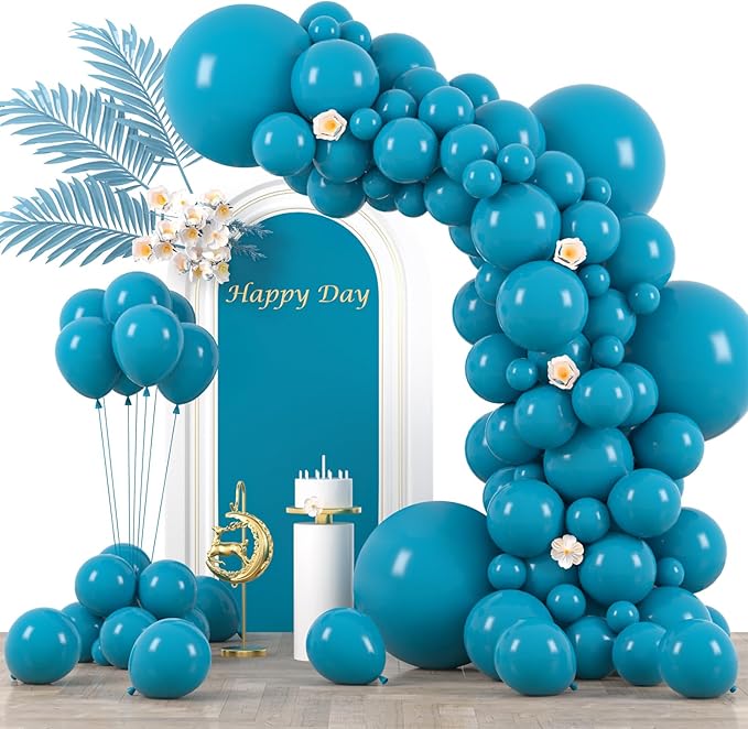 130pcs Peacock Blue Balloons Different Sizes 18" 12" 10" 5" Teal Blue Latex Balloon Garland Arch Kit for Birthday Baby Shower Graduation Wedding Gender Reveal Anniversary Party Decorations-CasaMuseHome