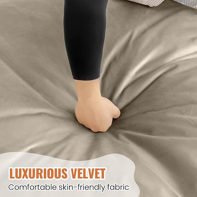 4FT Bean Bag Chair: Bean Bag with Velvet Cover, Fluffy and Comfy Bean Bag Chairs for Adults and Kids, Bean Bag Sofa Filled with High-Density Sponge for Gaming (Light Grey)-CasaMuseHome