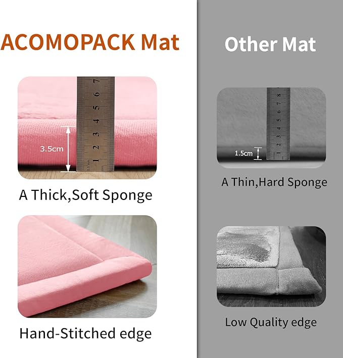 ACOMOPACK Baby Play Mat for Floor,1.3" Thick Memory Foam Area Rug for Living Room,Soft Velvet Crawling with Non-Slip Bottom for Kid,Toddler,59"×71" Tummy Time Nursery Rugs,Yoga（Pink）-CasaMuseHome