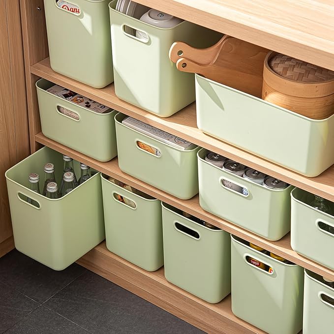 5 pack large plastic White storage bins Baskets, Toy Box Chest with Lids and Handle，Organizer Containers for Baby，Kids,snacks,Nursery，Shelves，Playroom, Bedroom，Office,Closet，home-CasaMuseHome