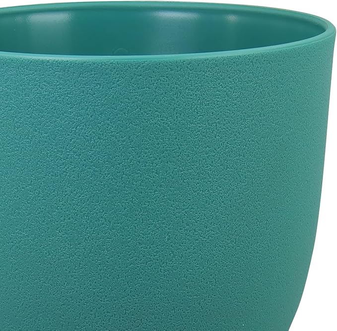 9/8/7.5 inch Flower Pots, 3 Pack Modern Plastic Planters with Drainage Holes and Trays for House Plants, Plant Pots for Indoor Outdoor Plants, Blue Green-CasaMuseHome