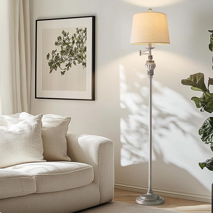 61" Vintage Floor Lamp with 350° Adjustable Swing Arm, Tall lamp Standing Lamp for Living Room Bedside Bedroom Nightstand Retro Farmhouse Mid Century Lamp Light Home Décor Office Gifts-CasaMuseHome