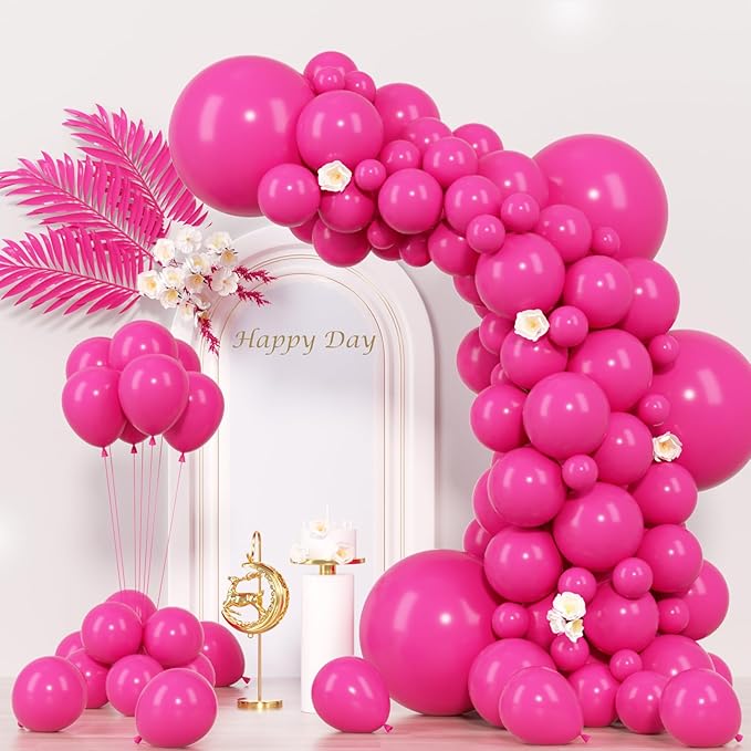 130pcs Hot Pink Balloons Different Sizes 18" 12" 10" 5" Dark Pink Balloons for Birthday Graduation Baby Shower Wedding Anniversary Princess Theme Party Valentine's Day Decorations-CasaMuseHome