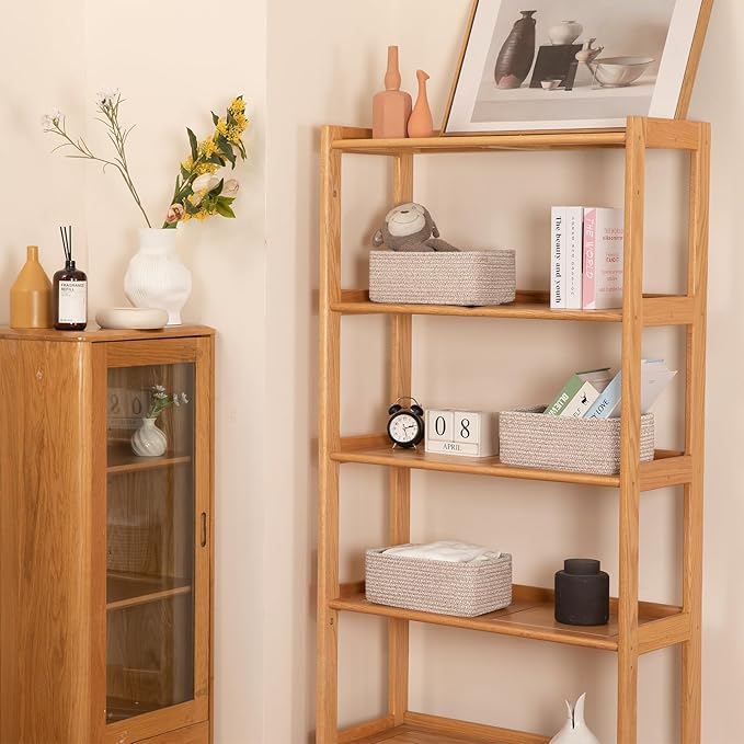 3 Pack Small Storage Baskets for Organizing, Cute Woven Decorative Gift Baskets for Shelves, Mini Closet Organizer Bins with Handles, 11.81''Lx7.87''Wx4.72''H-Brown-CasaMuseHome