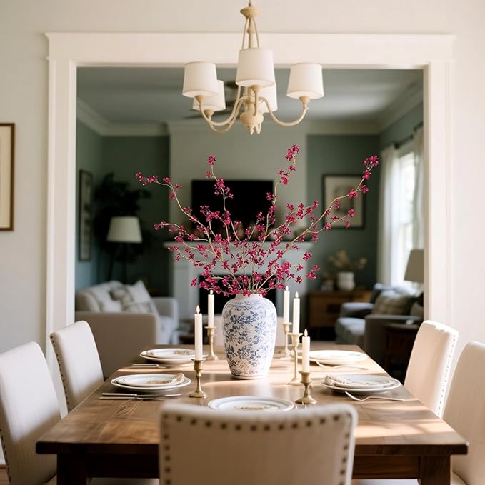 4Pcs Fake Flowers Blossom Branches Artificial Flowers for Indoor Decor, Faux Long Stem Realistic Indoor Plants for Vase Wedding Home Office Bedroom Party Table Centerpieces Decor-CasaMuseHome