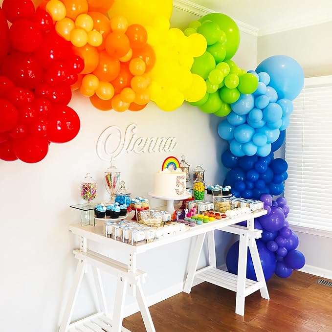 134pcs Rainbow Balloon Arch Kit Different Sizes 18" 12" 10" 5" Assorted Color Latex Balloon Garland Arch Kit for Birthday Baby Shower Graduation Wedding Gender Reveal Party Decorations-CasaMuseHome