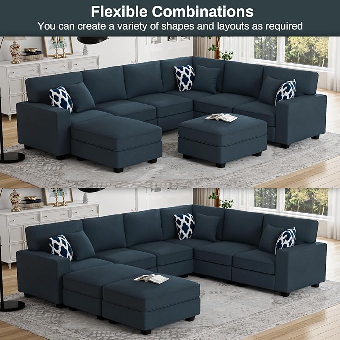 L Lengend Vansen Modular Sectional Sofa U Shaped Couch with Ottoman Modern Reversible Corner Sectional Couch for Living Room (Charcoal, U Shaped Sofa-3)-CasaMuseHome