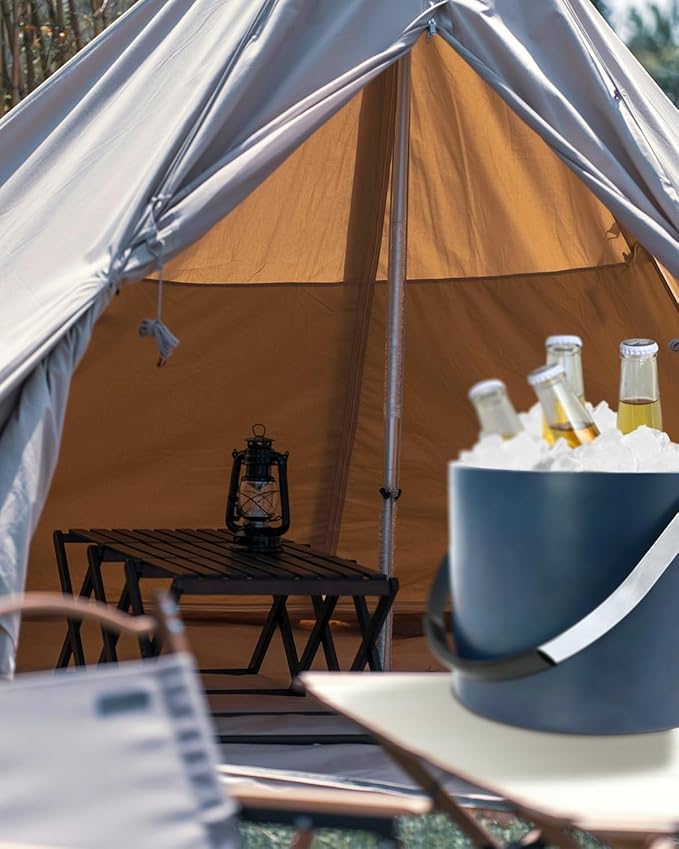 4L Ice Bucket with Silicone Lid, Scoop, Tongs & Strainer, Stainless Steel Double Wall Insulated Ice Buckets for Parties & Cocktail Bar, Outdoor Champagne Ice Container Bin, Navy-CasaMuseHome