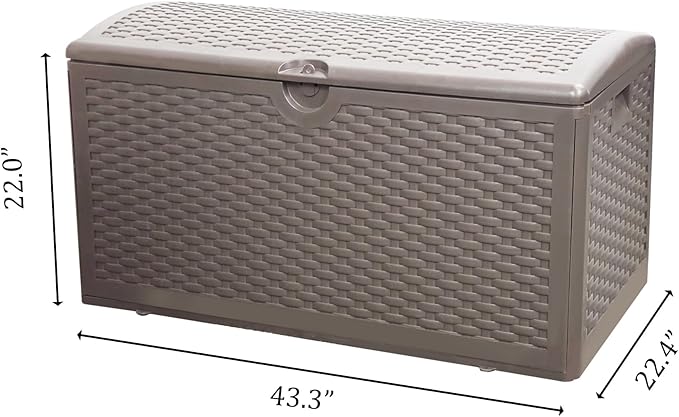 80 Gallon Pro Outdoor Storage Box Waterproof Lockable Resin Deck Box Large, Patio Storage Bin for Pool Accessories Cushion Furniture, Garden Tools, UV-Resistant Outside Delivery Brown-CasaMuseHome