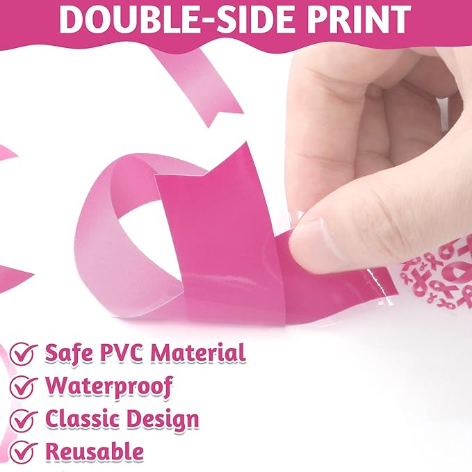 9 Sheets Breast Cancer Awareness Window Clings, 77 Kinds of Pink Window PVC Stickers for Pink Ribbon Decorations, Hope Fight Cancer Theme Windows Decals for Glass Home Decor Supplies-CasaMuseHome