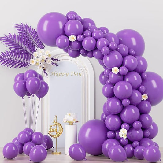 130pcs Purple Balloons Different Sizes 18" 12" 10" 5" Party Latex Balloons for Birthday Baby Shower Halloween Wedding Valentine's Day Party Bachelorette Decorations-CasaMuseHome