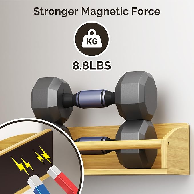 2 Pack Magnetic Spick Rack for Refrigerator, Fridge Organizer Shelf, Bamboo Wood-CasaMuseHome