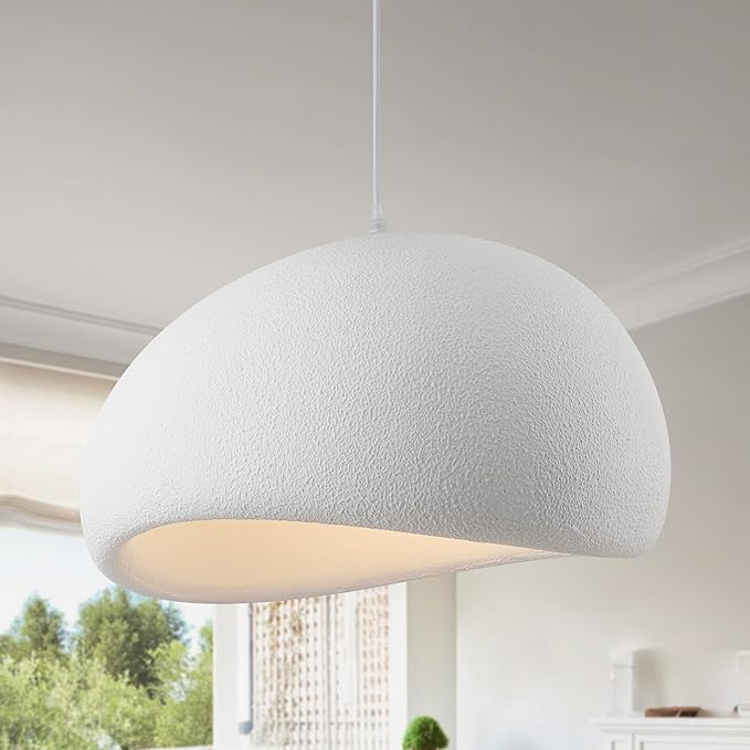 15.7in Wabi Sabi Pendant Lights Kitchen Island Lighting Fixture Ceiling Mount White Modern Japanese Lamp Japandi Chandelier for Dining Living Room Hallway Bedroom Restaurant Hanging Lamp-CasaMuseHome