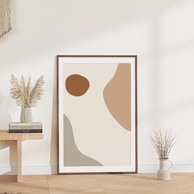 27x40 Poster Frame Set of 2 Natural Solid Walnut Photo Frames with 24x36 Removable Mat Wall Hanging Large Handcrafted Frame with HD Plexiglass Wall and Tabletop Display Large Picture Frame-CasaMuseHome