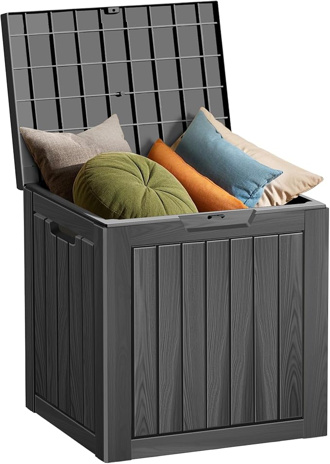 35 Gallon Outdoor Storage Box Waterproof Lockable Resin Deck Box Large, Patio Storage Bin for Pool Accessories Cushion Furniture, Garden Tools, UV-Resistant Outside Delivery Black-CasaMuseHome