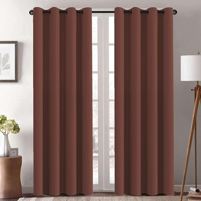 H.VERSAILTEX Thermal Insulated Blackout Window Panels Microfiber Formaldehyde-Free Kids Curtains for Holiday Season Home Decoration,Grommet Top,52 by 96 - Inch - Rust - Set of 2-CasaMuseHome