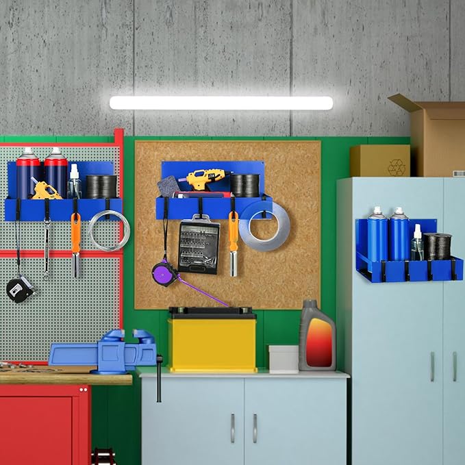 3 Pack Magnet Garage Organizer Magnetic Spice Rack for Refrigerator 20 lb Capacity Shelf Hanging Heavy Duty Magnetic Fridge Side for Organize Garage Tools(Blue)-CasaMuseHome