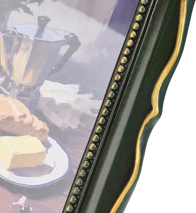 8x10 Vintage Picture Frame with Embossed Flower Design, Green Ornate Frame for 8x10 or 5x7 Pictures with White Mat, Hand-Crafted Resin Antique Frames for Tabletop & Wall Hanging, Home Decor (Green )-CasaMuseHome