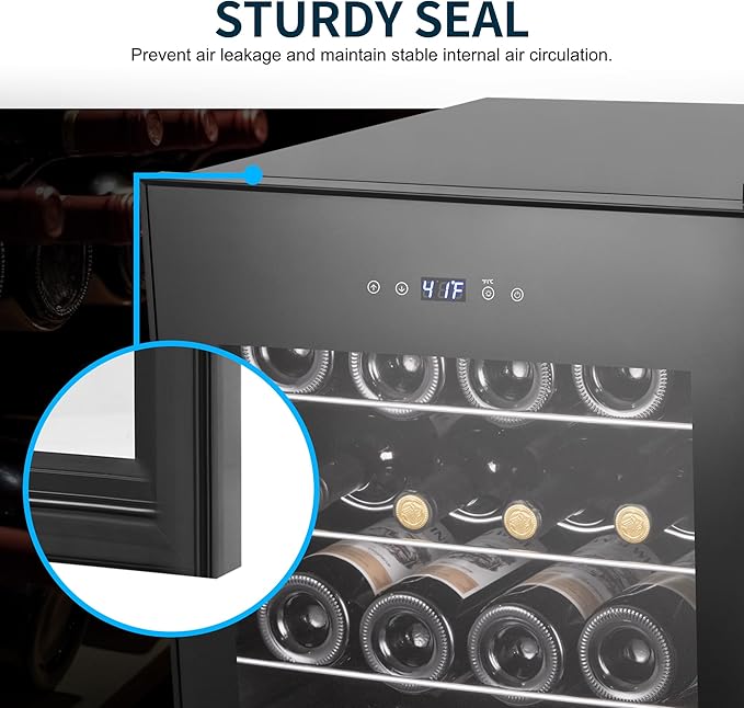 24 Bottles Wine Cooler Refrigerator, Small Wine Fridge Mini Wine Fridge Countertop with Glass Door Wine Cellars for Red Wine, Champagne, Dry White Wine, Sparkling Wines-CasaMuseHome