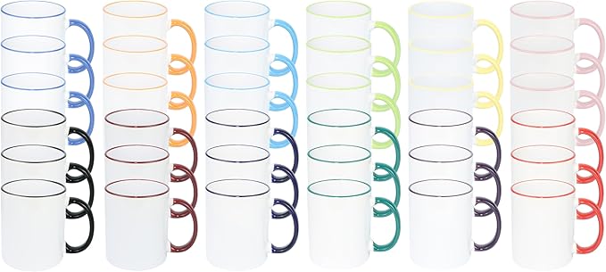 11oz White Ceramic Sublimation Coffee Mug in White Gift Box,12 Mixed Colors Banded, Case of 36-CasaMuseHome