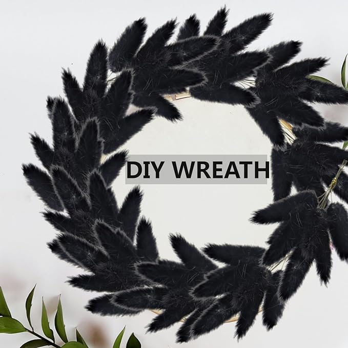 115 PCS Black Pampas Grass Bouquet, Boho Table Decor, Black Bunny Tails Dried Flowers, Dried Pampas Grass for Weddings, Home Decor, Rustic Parties, and Baby Shower Decorations-CasaMuseHome