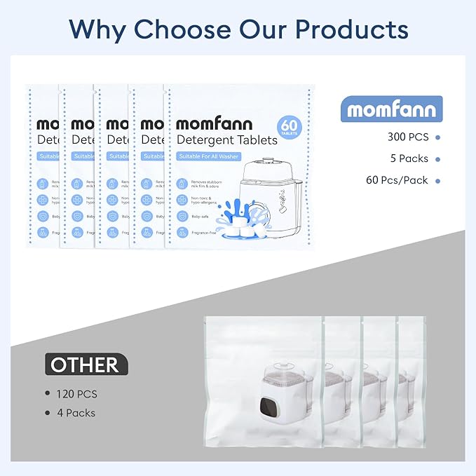 300 Professional Deep Cleaning Detergent Tablets for All Baby Bottle Washers, Washer Tablets for Bottle Washer and Sterilizer and Dryer, Easy to Use-CasaMuseHome