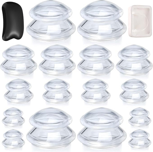 16 Pcs Silicone Cupping Therapy Sets 4 Sizes Professional Massage Cupping Cups Chinese Massage Therapy for Studio Household Joint Muscle Nerve Pain Body Sculpt Cup for Cellulite Reduction-CasaMuseHome
