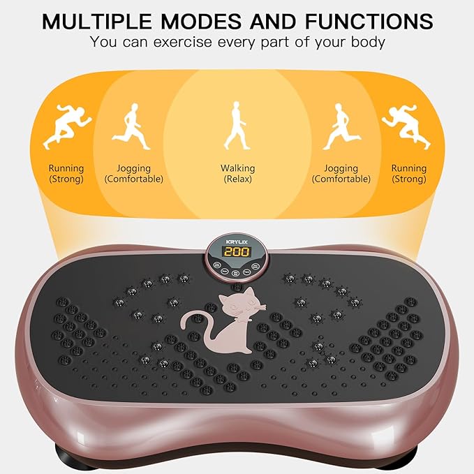 KRYLIX Vibration Plate Machine Exercise Platform for Whole Body Vibration Workout Weight Loss Lymphatic Drainage Fitness Platform Exercise Machine Vibrating Platform for Women Men