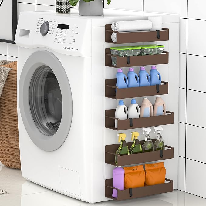 6 Pack Magnetic Spice Rack Organizer for Refrigerator and Oven, Brown Fridge Organizers and Storage for Kitchen-CasaMuseHome