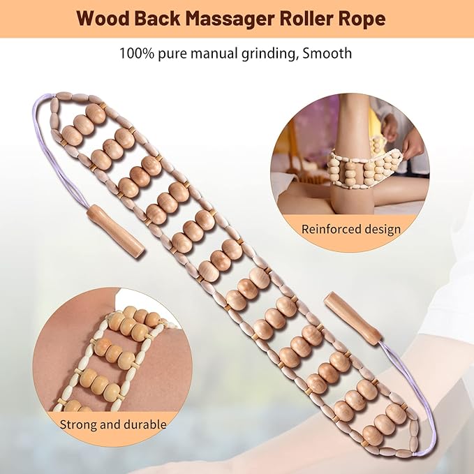 6 Pcs Wood Therapy Massage Tools, Meifuly Professional Complete Maderotherapia Wooden Massager Kit for Body Shaping, Lymphatic Drainage, Muscle Pain Relief, Anti-Cellulite (with Storage Bag)-CasaMuseHome