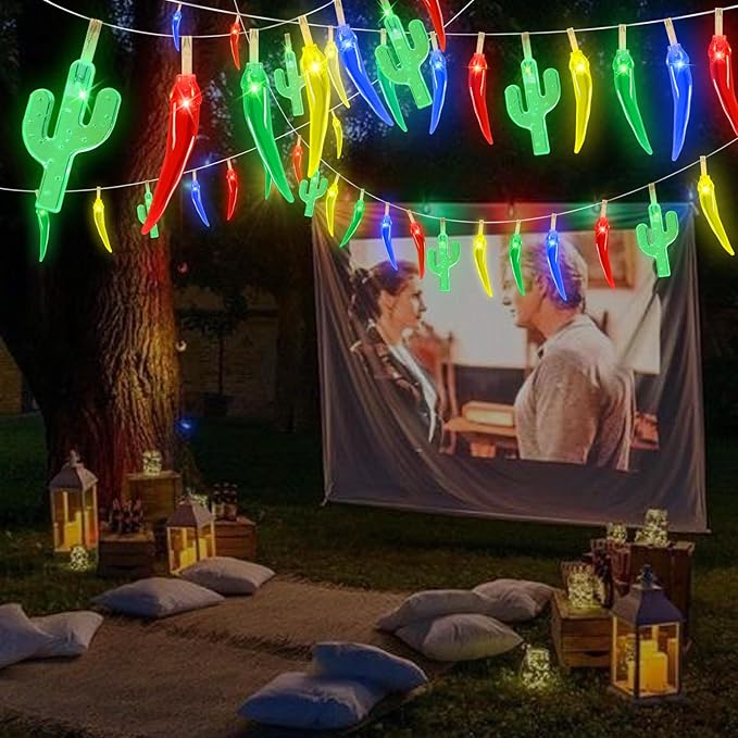 21FT [ 8 Modes & Timer ] Chili Pepper String Lights 40LED Fairy Lights Battery Operated for Indoor Outdoor Garden Pool Birthday Mexican Party Wedding Christmas Summer Tropical Decor-CasaMuseHome