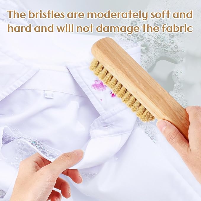 3 Pcs Wood Laundry Stain Brush Stain Remover Brushes with Boar Bristle Small Stain Brush for Clothes for Scrubbing Stains from Furniture Fabric Leather(3 Pcs F)-CasaMuseHome