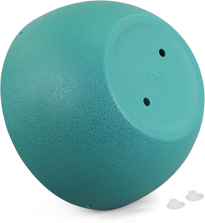 8 inch Small Hanging Planters Plant Pots for Indoor Outdoor Plants, 2 Pack Hanging Flower Pots with Drainage Holes and Chain for Garden, Plastic Hanging Baskets for House Plants, Blue Green-CasaMuseHome