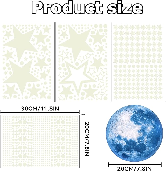 1078Pcs Glow in The Dark Stars for Ceiling Glowing Space and Moon Decals Universe Stickers Kids Wall Decor Perfect for Boys Girls Nursery Bedroom Living Room-CasaMuseHome
