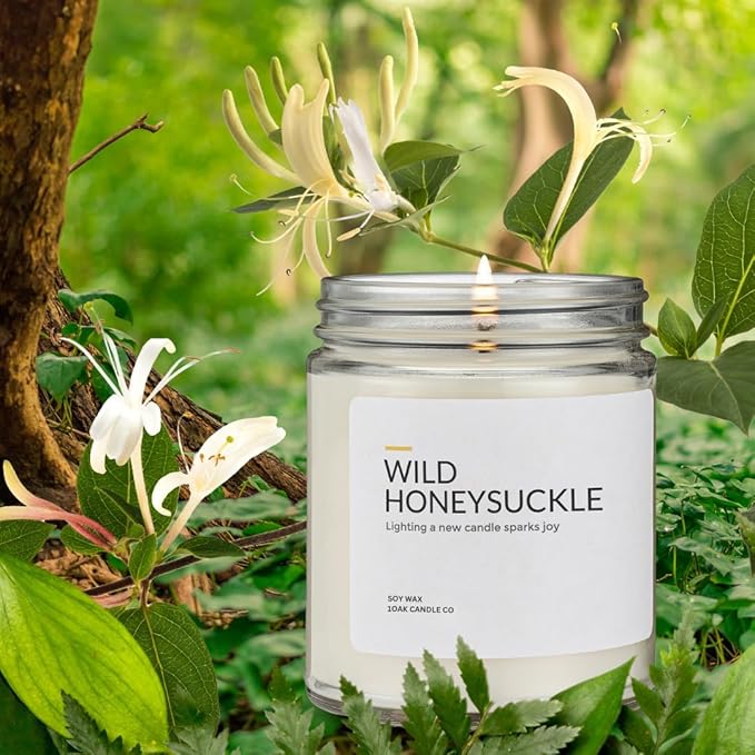 1OAK Soy Wax Scented Candles (Wild Honeysuckle) - Long Burning Premium Hand-Poured (7oz.)-CasaMuseHome
