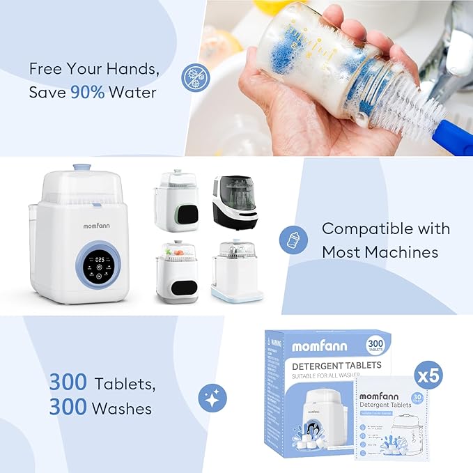 300 Professional Deep Cleaning Detergent Tablets for All Baby Bottle Washers, Washer Tablets for Bottle Washer and Sterilizer and Dryer, Easy to Use-CasaMuseHome