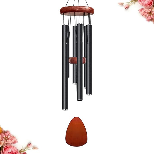 28" Black Wind Chimes for Mothers Day, Decorative Wind Chimes for Outside, Memorial Windchimes Remembrance Gift for Women Mom Grandma, Metal Windchime Outdoor Decor for Garden Patio Zen-CasaMuseHome