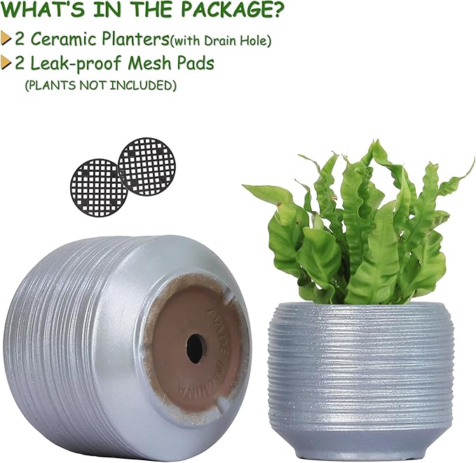 8 Inch + 6 Inch Ceramic Plant Pots Indoor with Drainage – Flower Pot Set, Decorative Indoor Planters for House Plants and Garden Use-CasaMuseHome