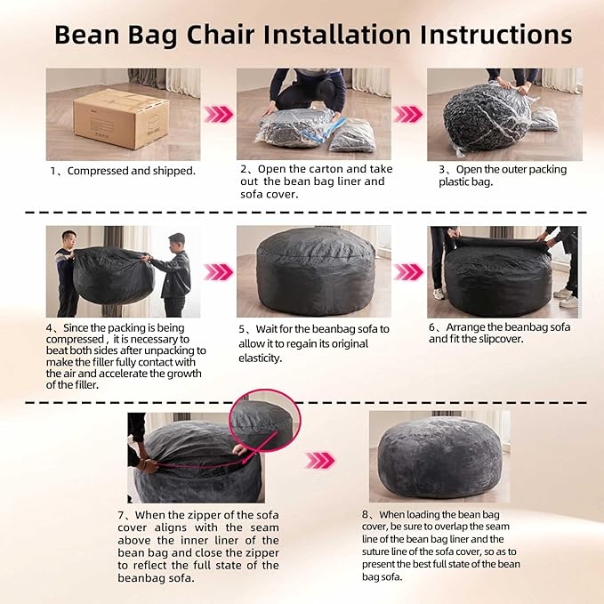 4FT Large Bean Bag Chairs,Big Adult Size Memory Foam Beanbags with Filler Included,Machine Washable Corduroy Cover,Ultra Soft Plush Gaming Bing Bag Puff Chair for Dorm, Living Room & Bedroom (Black)-CasaMuseHome