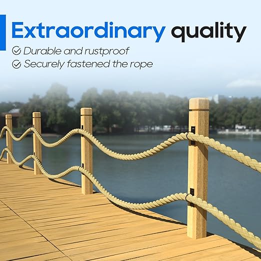10Pack 2inch Rope Support Holder Drop Ring Brackets Stainless Steel Decorative for Hemp Rope Fencing Stair Deck Railing Ceiling Hook-CasaMuseHome