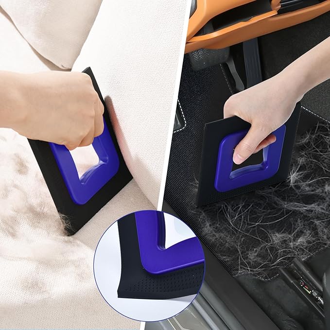 3 in 1 Mini Pet Hair Removal Tool, Dog and Cat Square Hair Remover for Car Detailing Supplies, Clothes, Couch and Carpet, Fur Cleaning Supplies for Furniture-Ergonomic and Anti-Slip, Mini Pet Supplies-CasaMuseHome