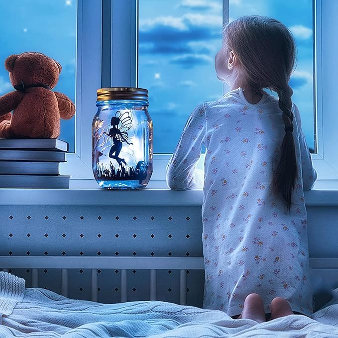 8 Pack Fairy Star Firefly Jar Lids Lights,Solar Fairy String Lids Lights（No Jars）,Waterproof Lantern Mason String Solar Lights with Hangers for Regular Mouth Jars Christmas Gifts(Cold White)-CasaMuseHome